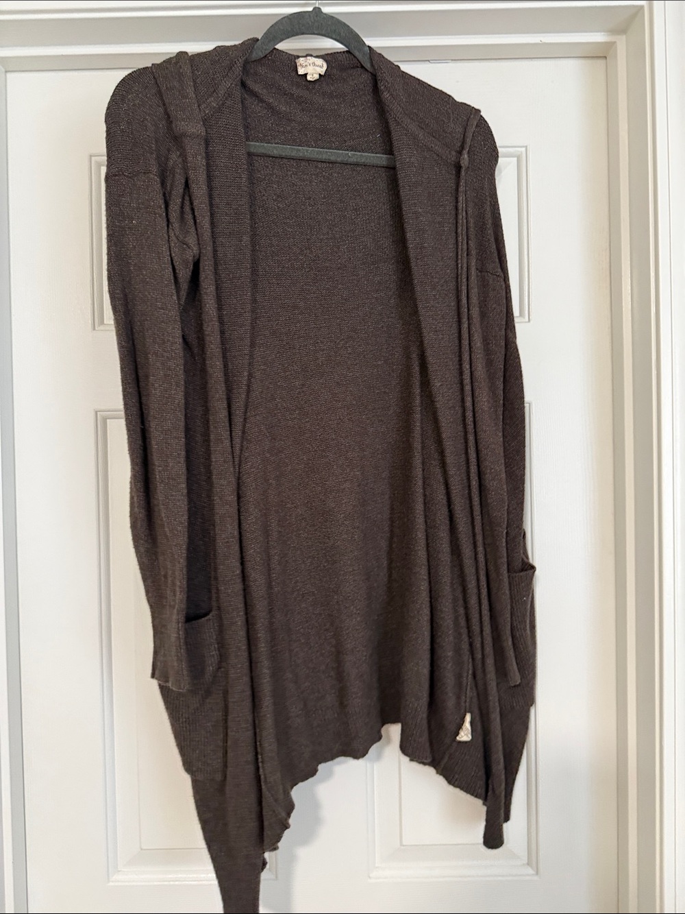 Lightweight Hooded Open Cardigan Sweater - Brown